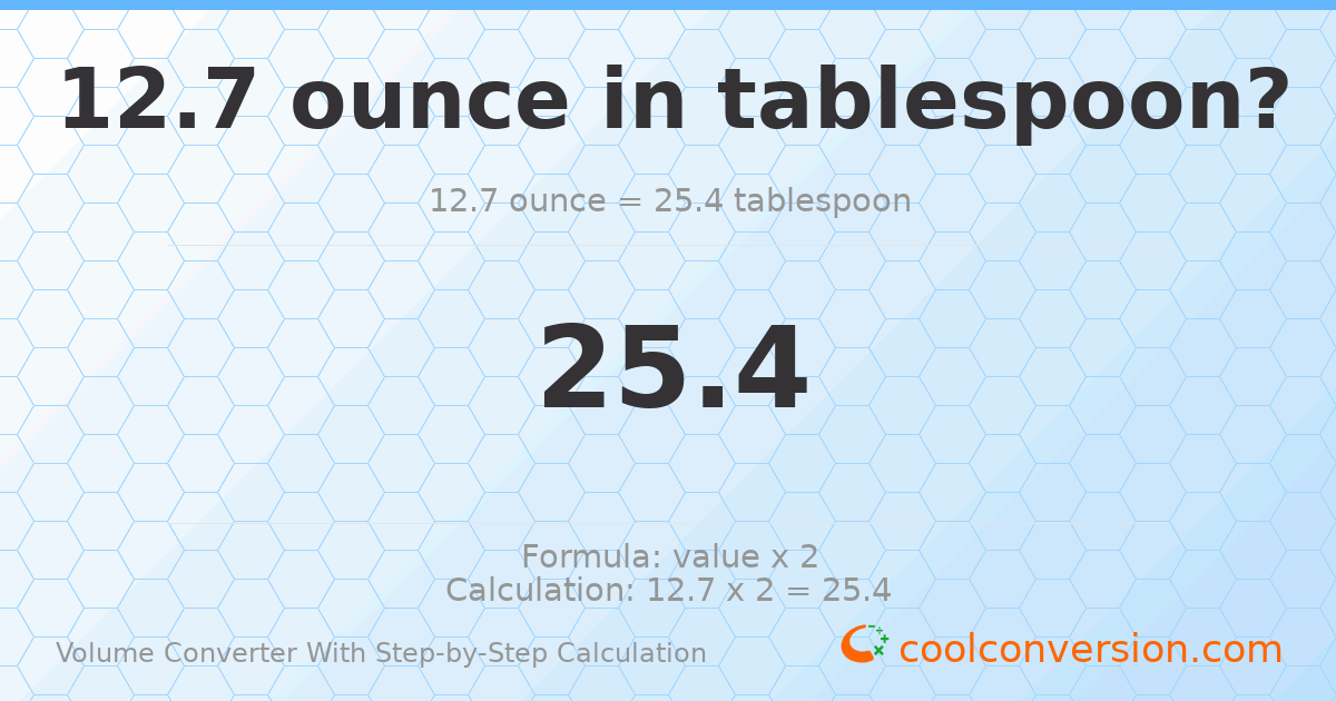 12.7 ounces = 25.4 Tablespoons