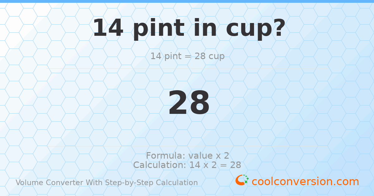14 pints = 28 cups