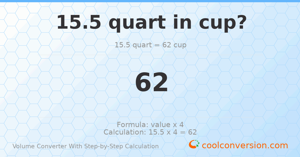 15.5 quarts = 62 cups
