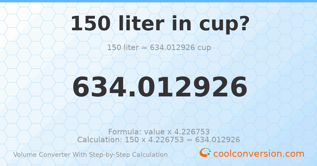 150 liters = 634.013 cups