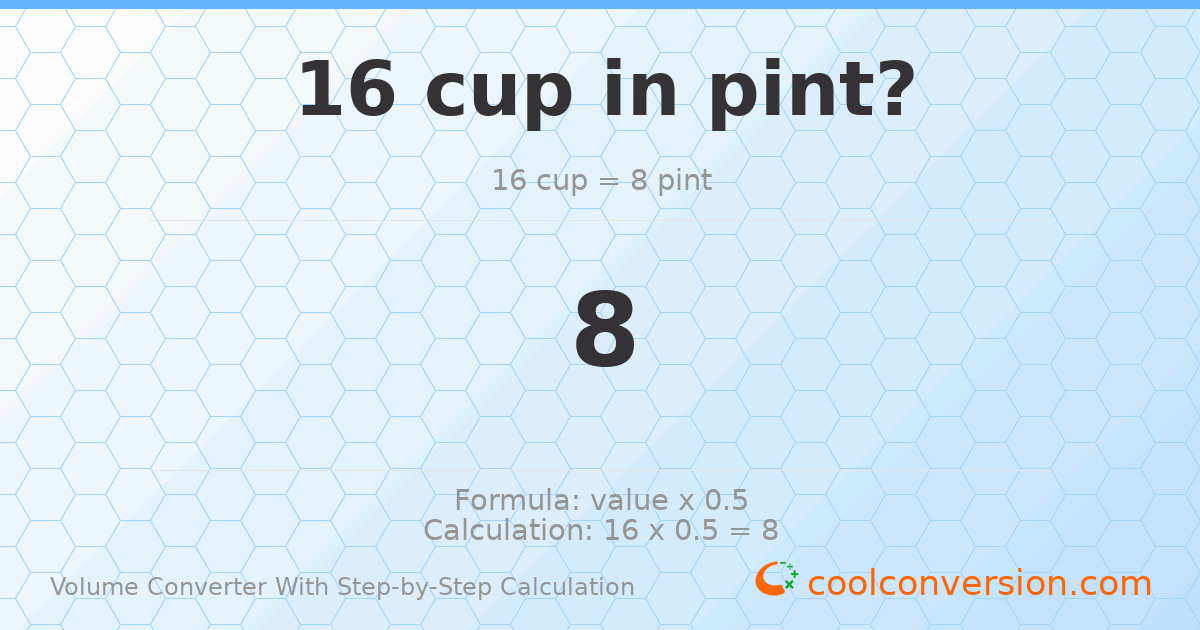 16 cups = 8 pints