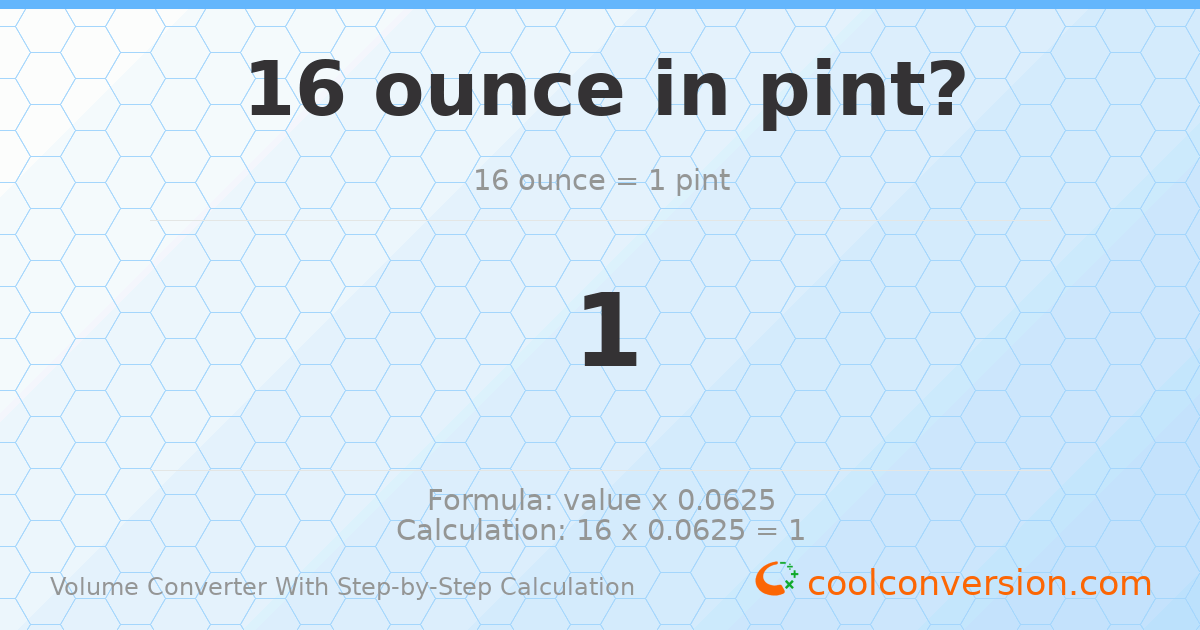 16 ounces = 1 pint