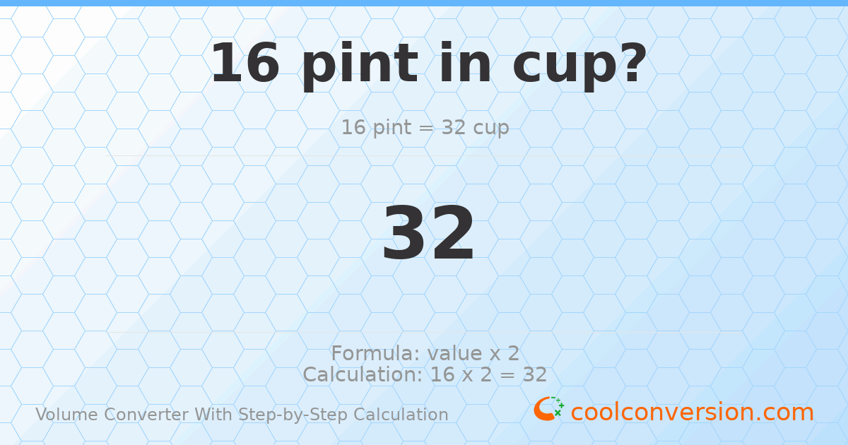 16 pints = 32 cups