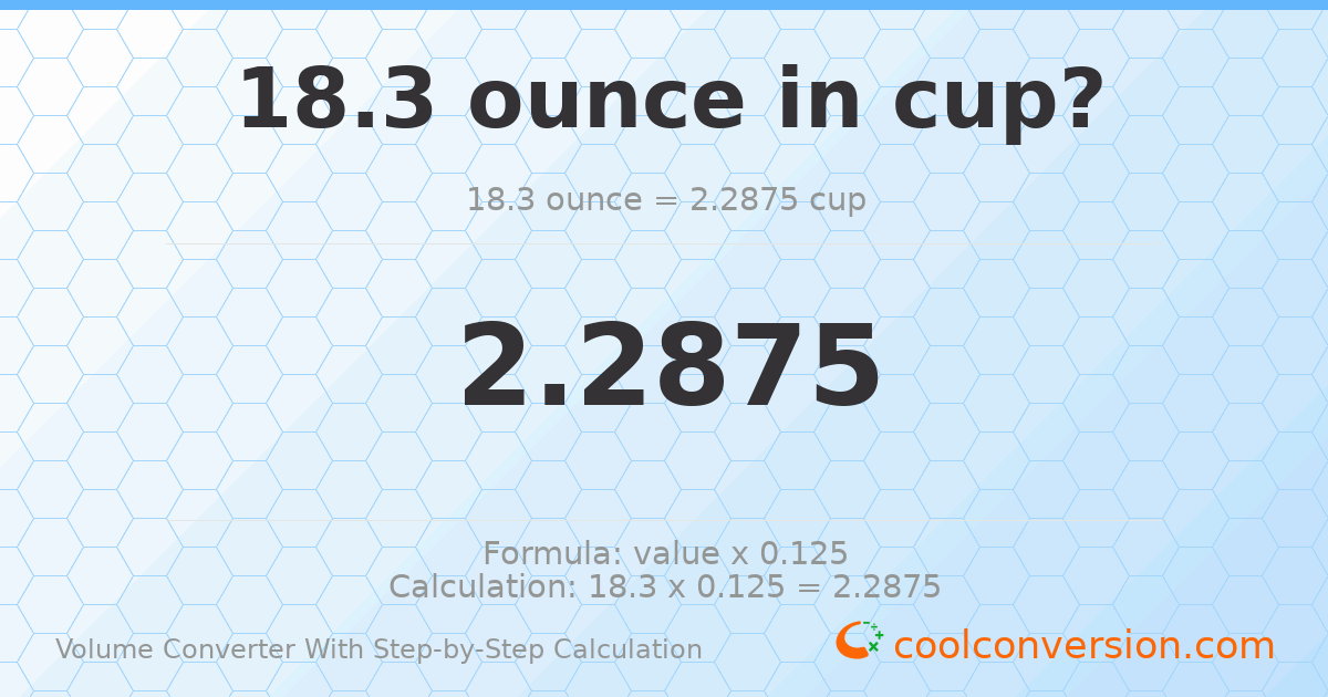 18.3 ounces = 2.2875 cups