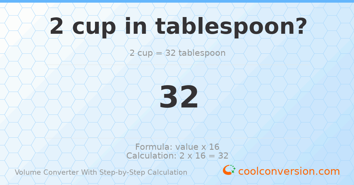 2 cups = 32 Tablespoons