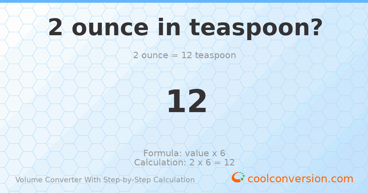 2 ounces = 12 Teaspoons