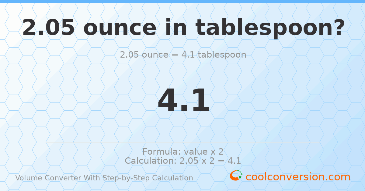 2.05 ounces = 4.1 Tablespoons