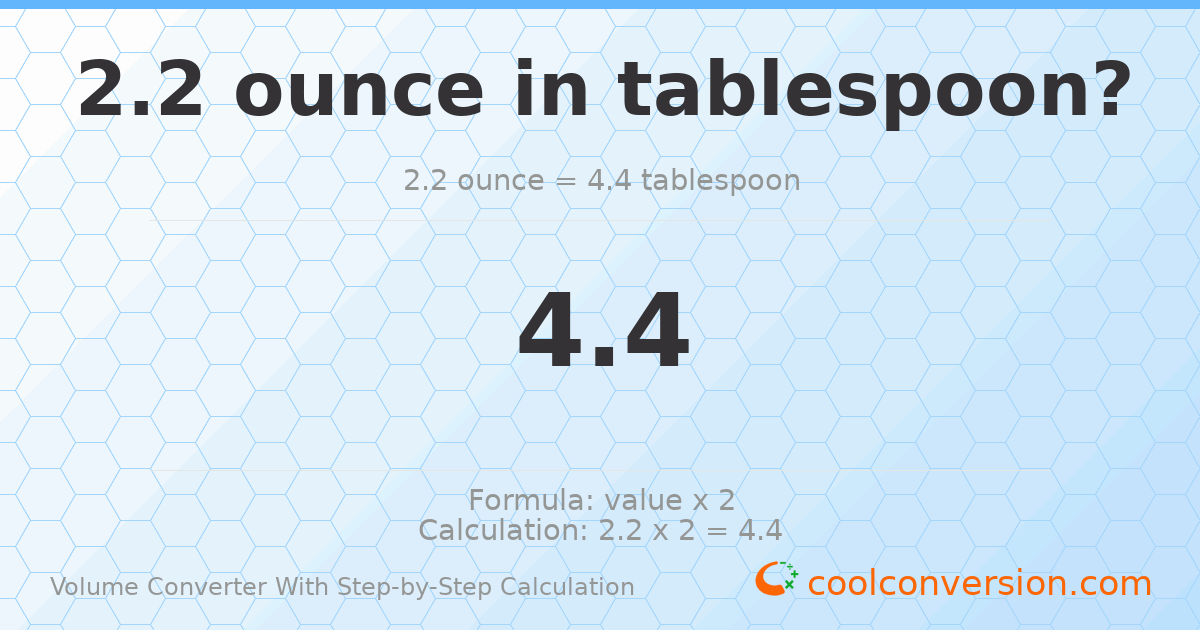 2.2 ounces = 4.4 Tablespoons