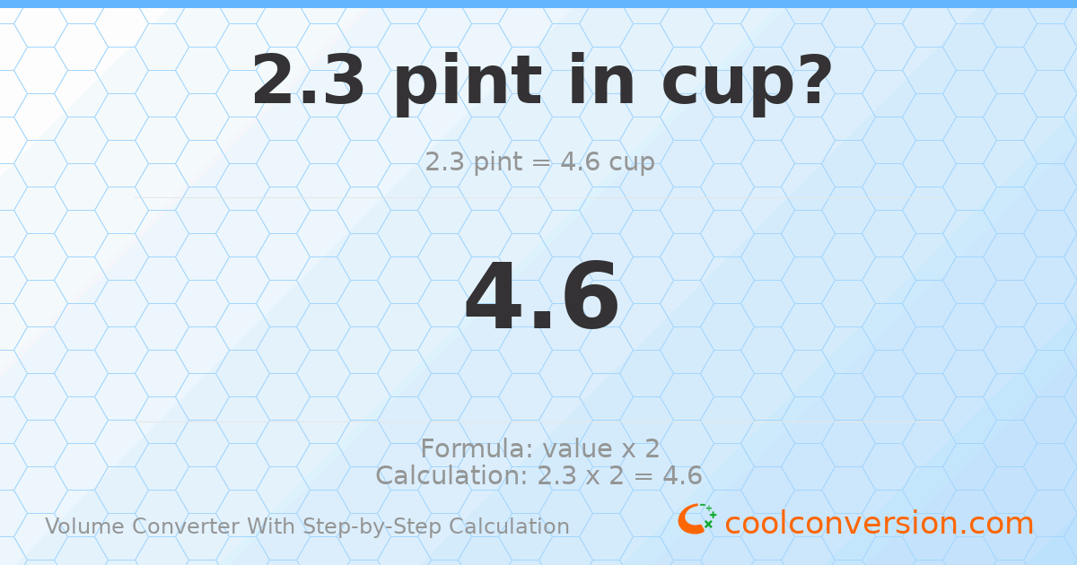 2.3 pints = 4.6 cups