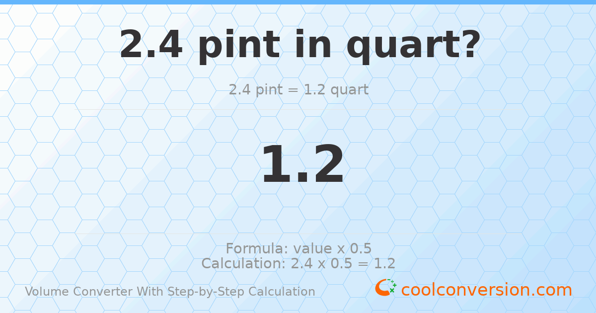 2.4 pints = 1.2 quarts