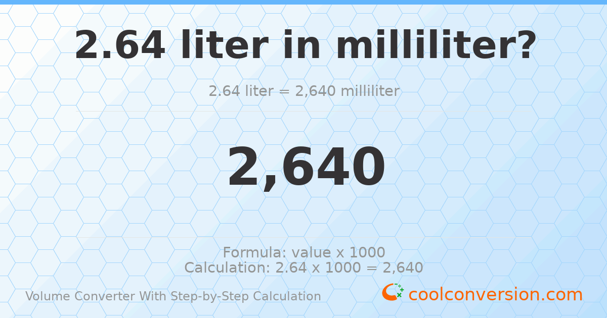2.64 liters = 2640 milliliters