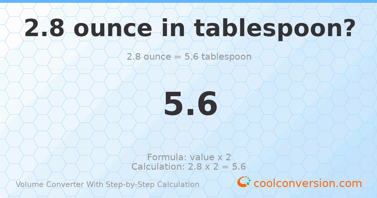2.8 ounces = 5.6 Tablespoons