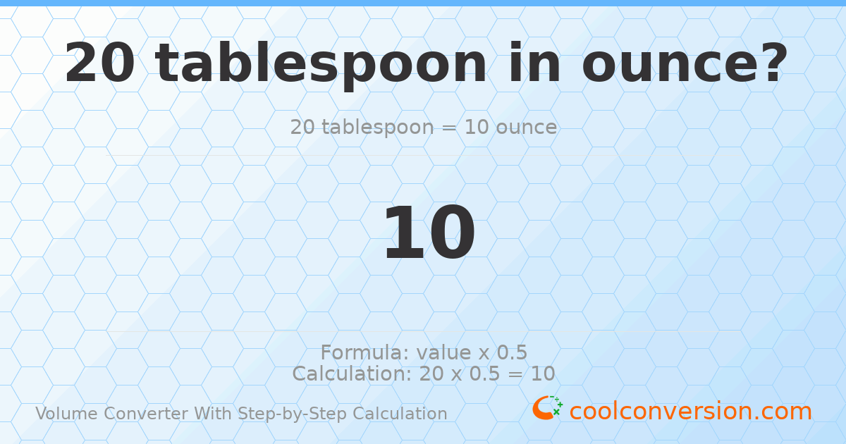 20 Tablespoons = 10 ounces