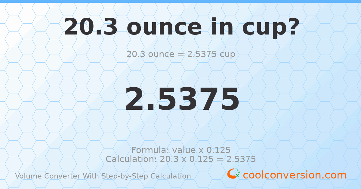 20.3 ounces = 2.5375 cups