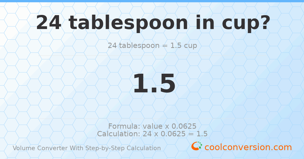 24 Tablespoons = 1.5 cups