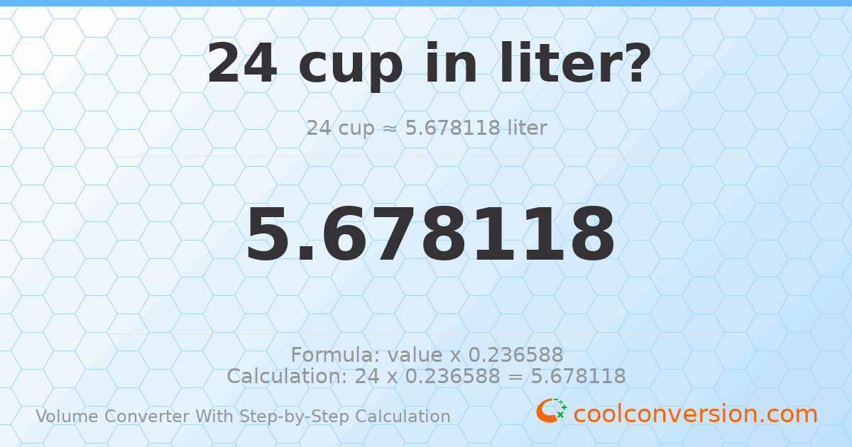 24 cups = 5.67812 liters