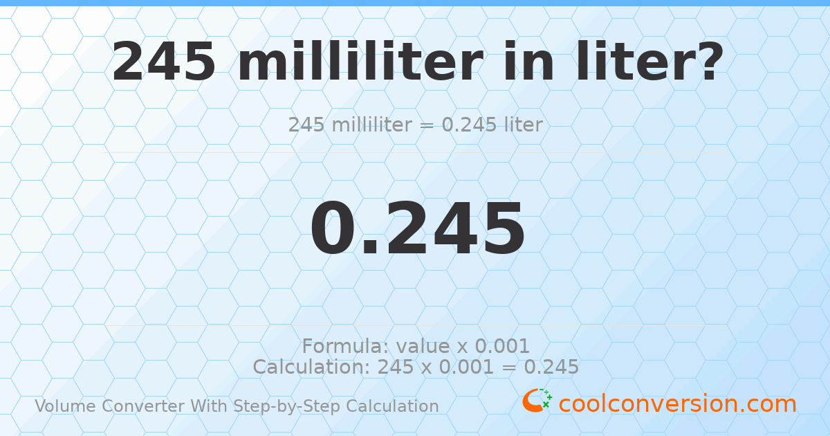 245 milliliters = 0.245 liters