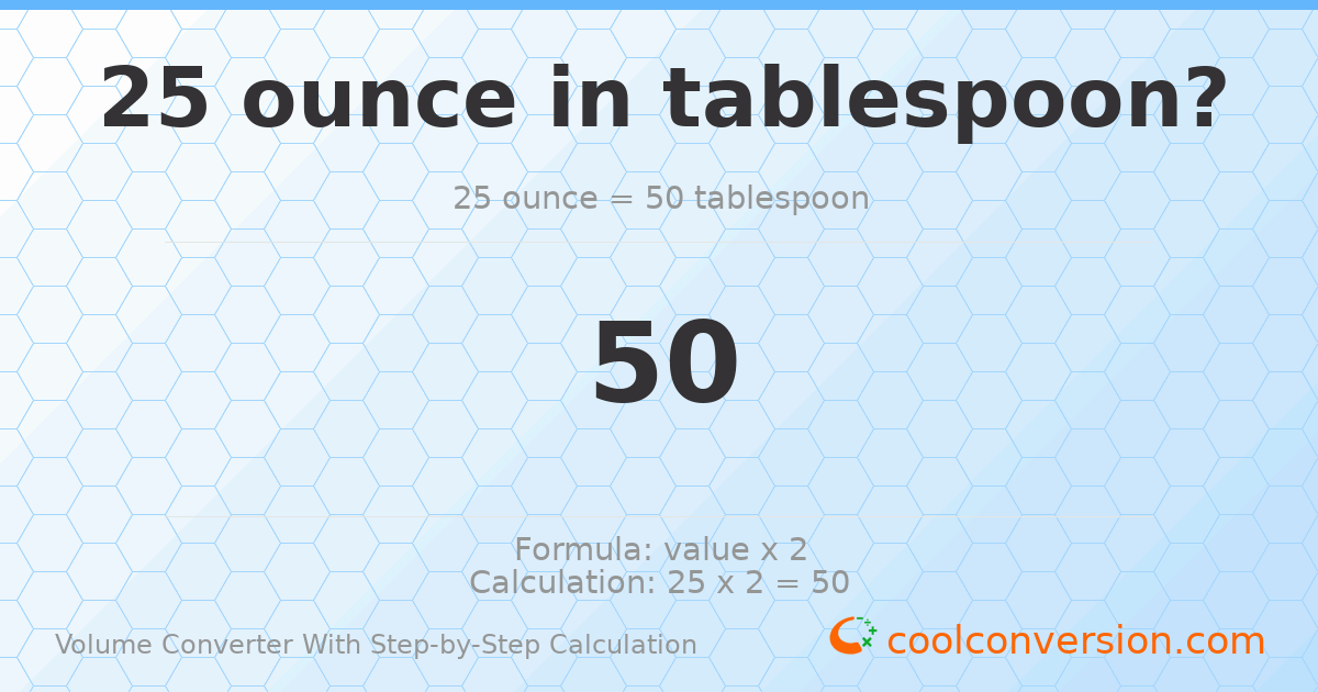 25 ounces = 50 Tablespoons