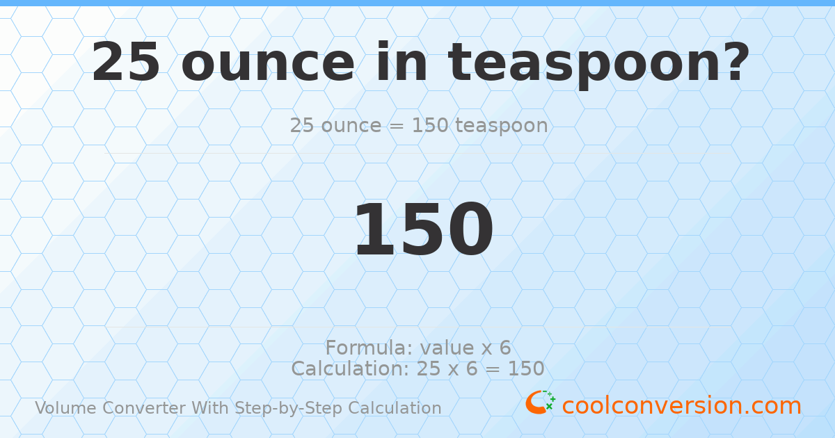 25 ounces = 150 Teaspoons