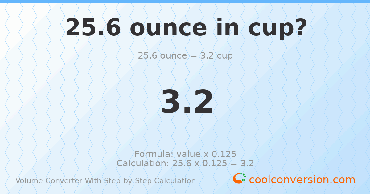25.6 ounces = 3.2 cups