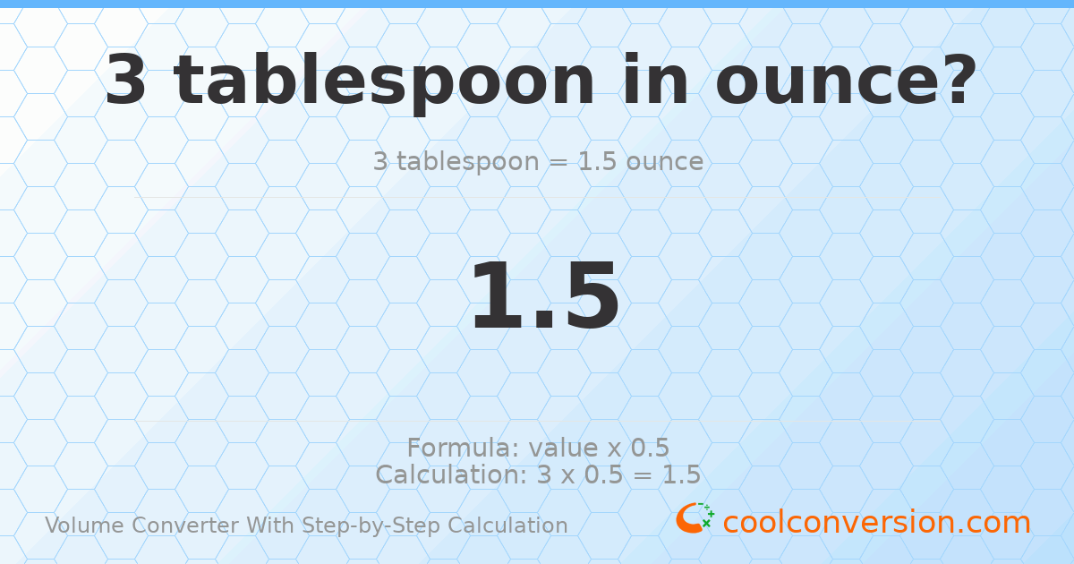 3 Tablespoons = 1.5 ounces