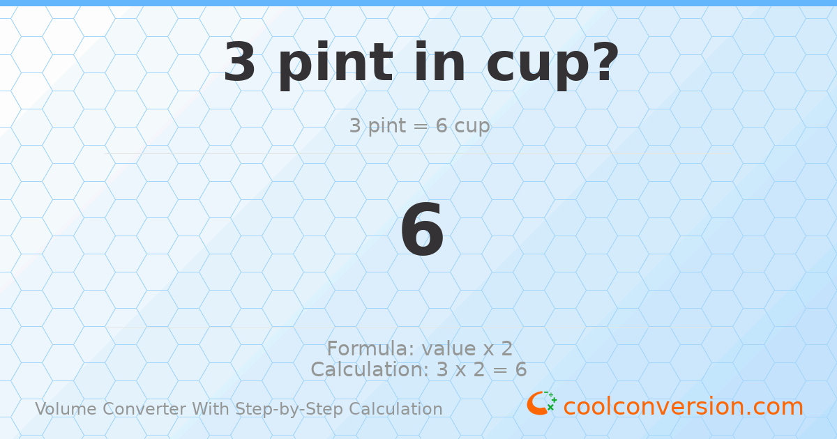 3 pints = 6 cups