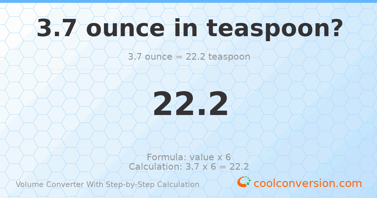 3.7 ounces = 22.2 Teaspoons