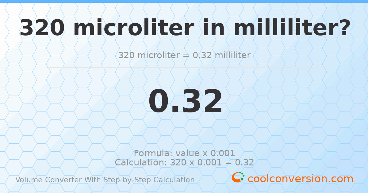 320 microliters = 0.32 milliliters
