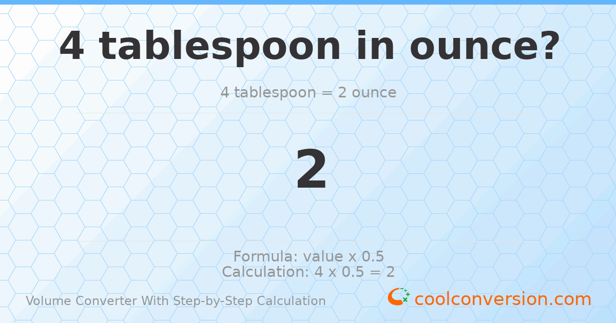 4 Tablespoons = 2 ounces