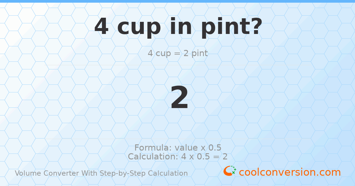 4 cups = 2 pints