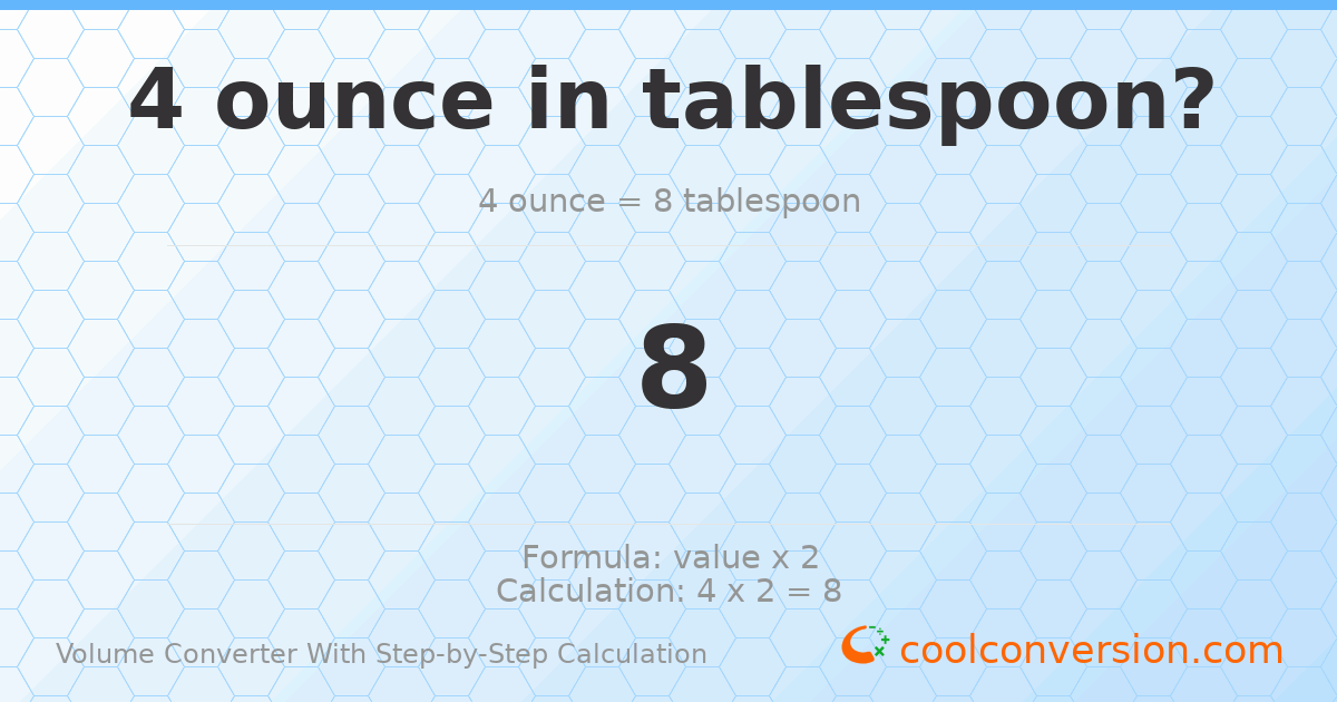 4 ounces = 8 Tablespoons