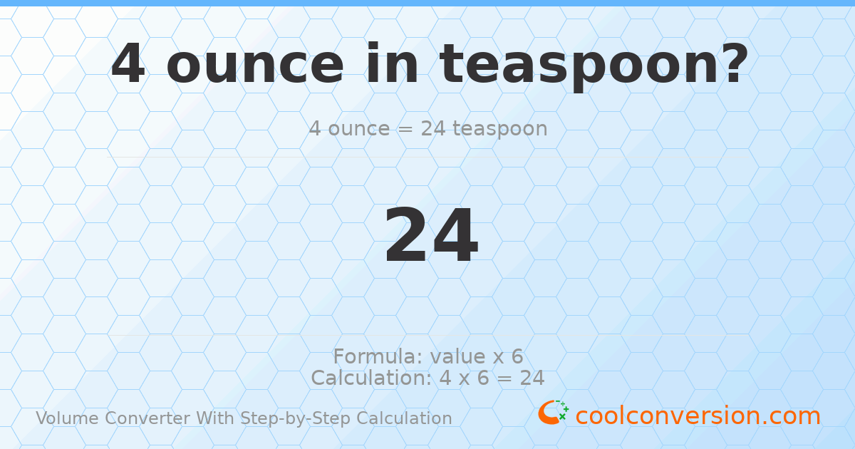 4 ounces = 24 Teaspoons