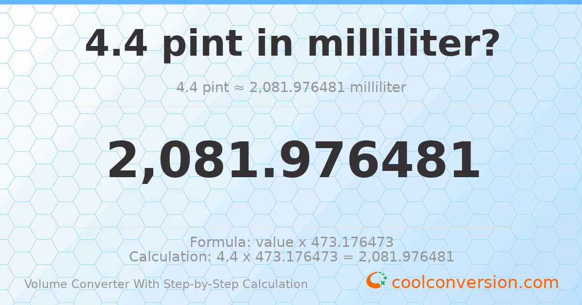 4.4 pints = 2081.98 milliliters