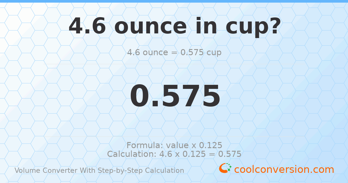 4.6 ounces = 0.575 cups