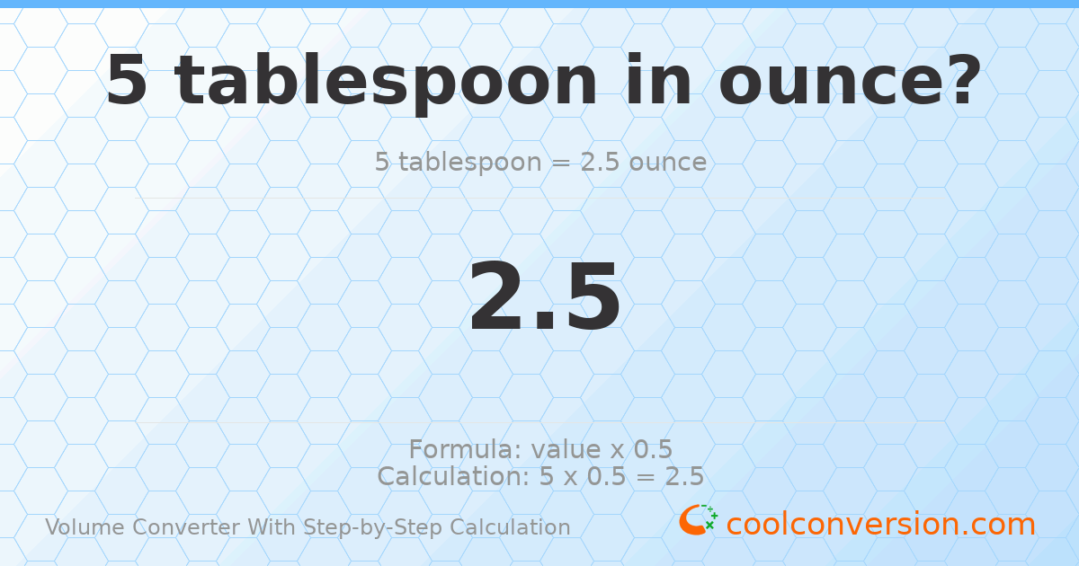 5 Tablespoons = 2.5 ounces