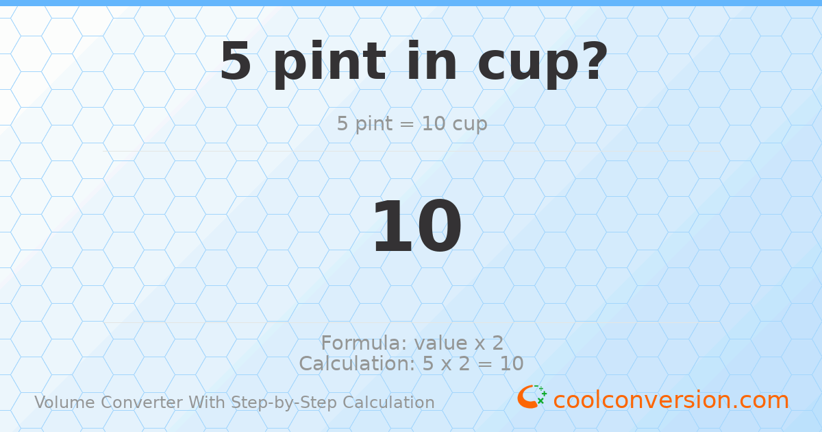 5 pints = 10 cups