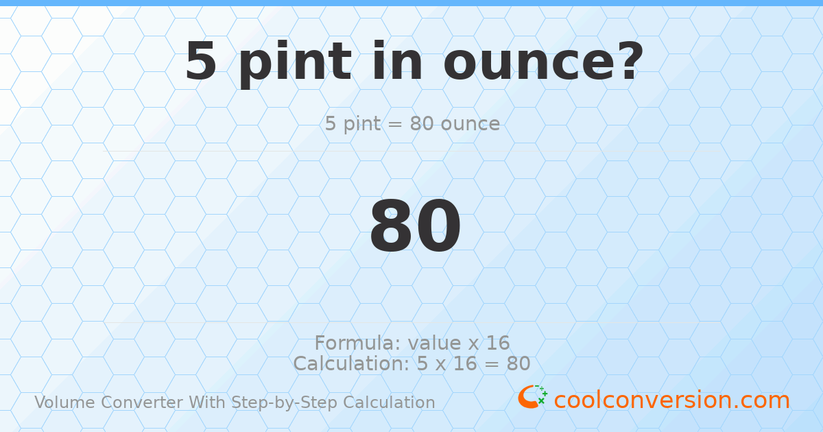 5 pints = 80 ounces