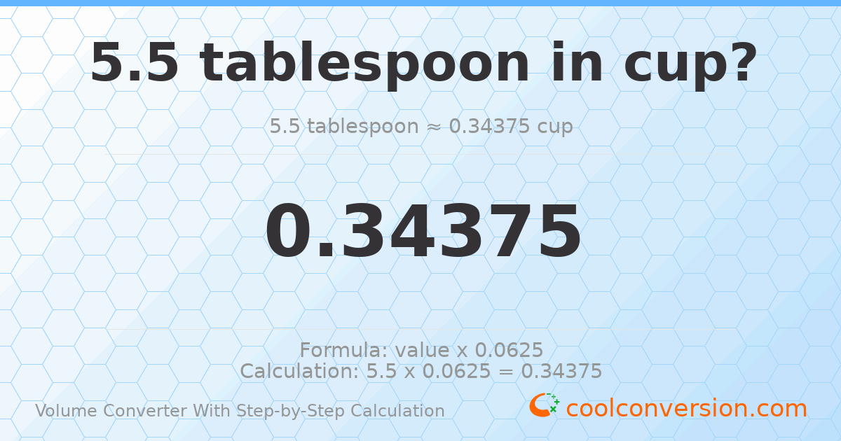 5.5 Tablespoons = 0.34375 cups
