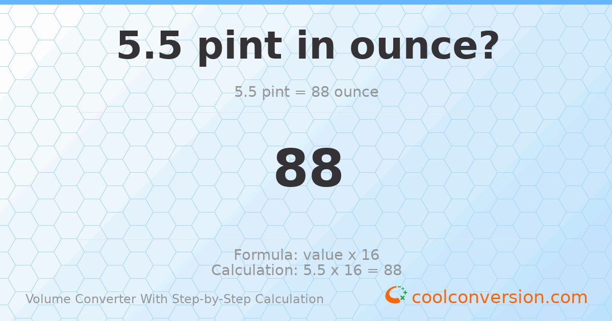 5.5 pints = 88 ounces