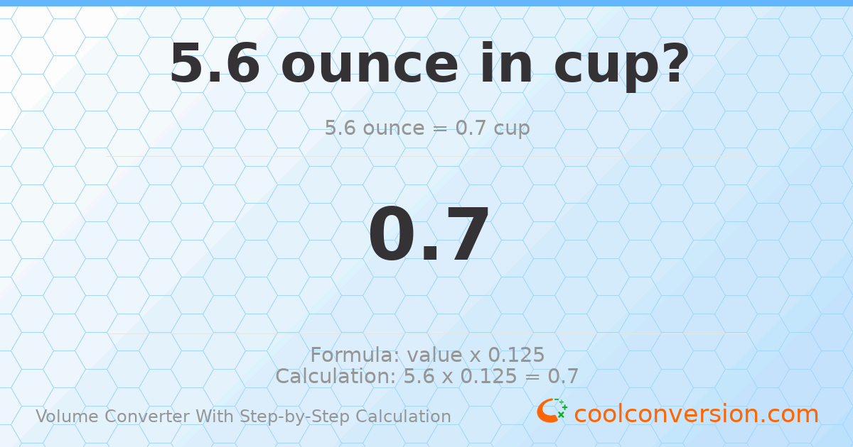 5.6 ounces = 0.7 cups