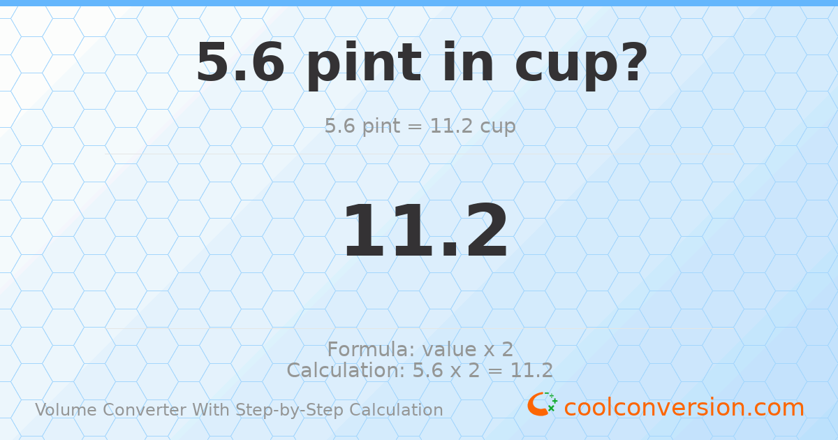 5.6 pints = 11.2 cups
