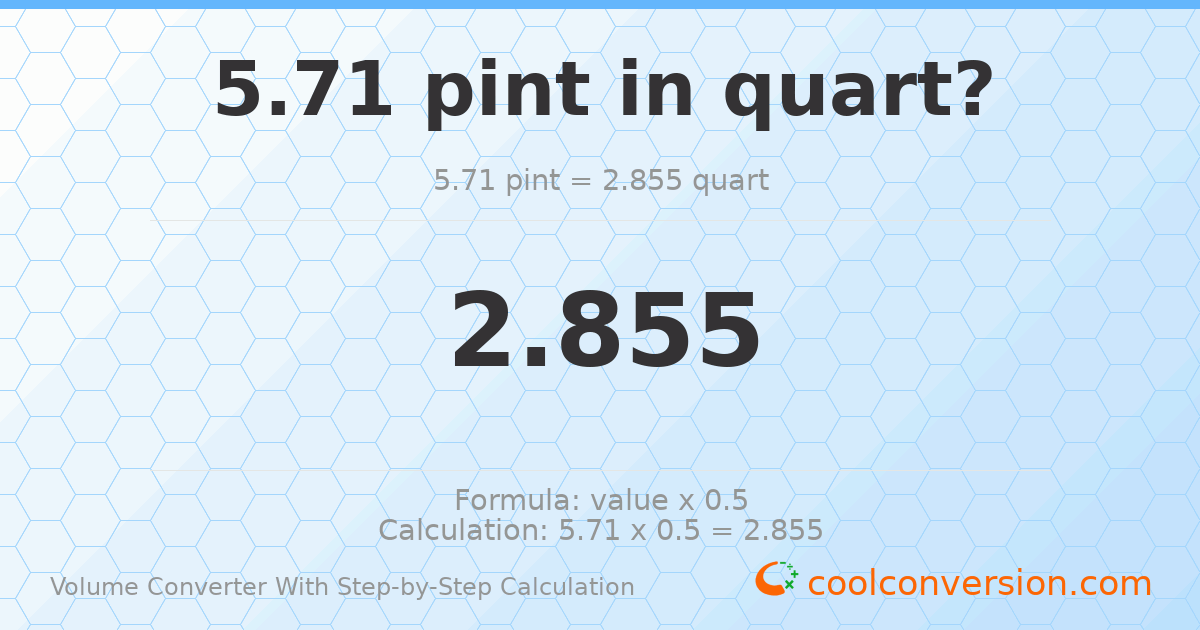 5.71 pints = 2.855 quarts