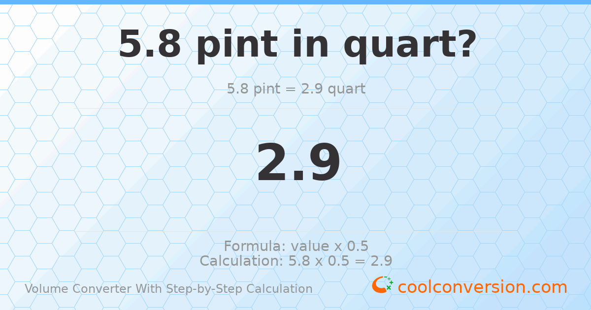 5.8 pints = 2.9 quarts