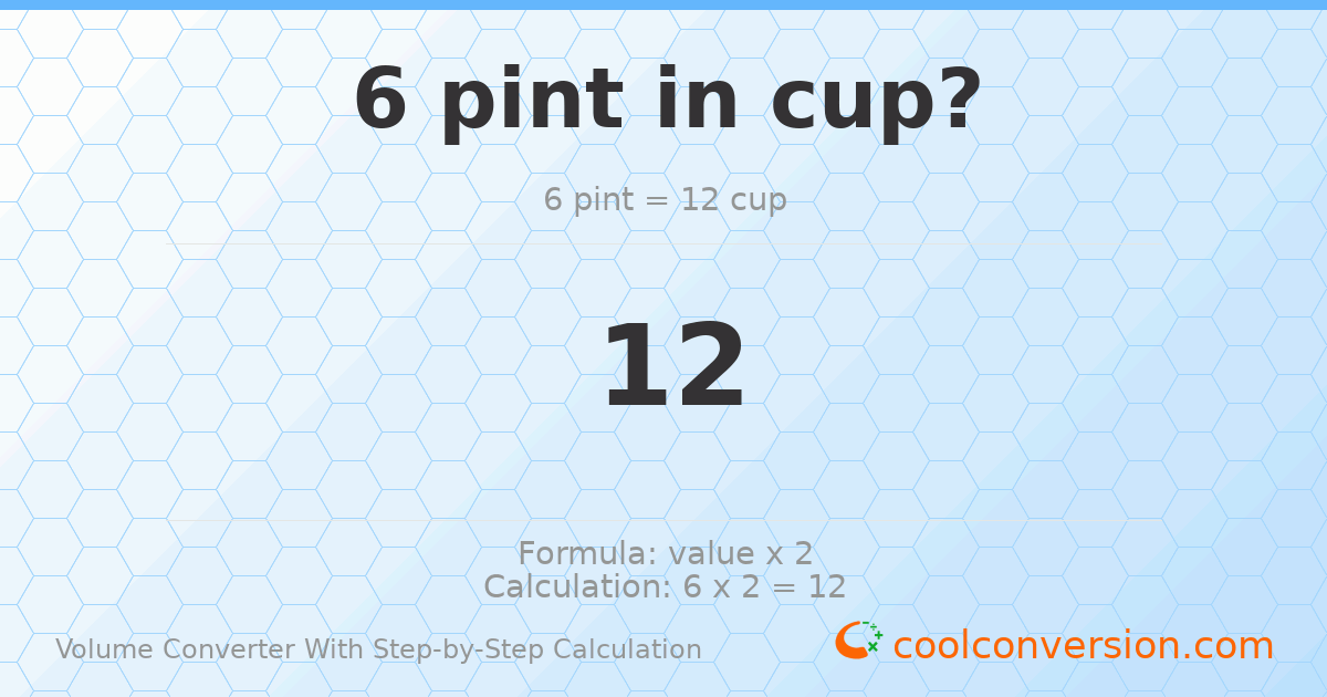 6 pints = 12 cups