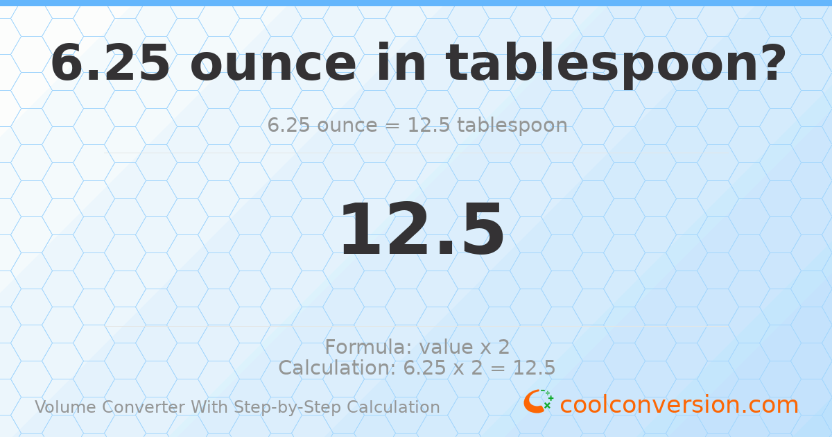 6.25 ounces = 12.5 Tablespoons