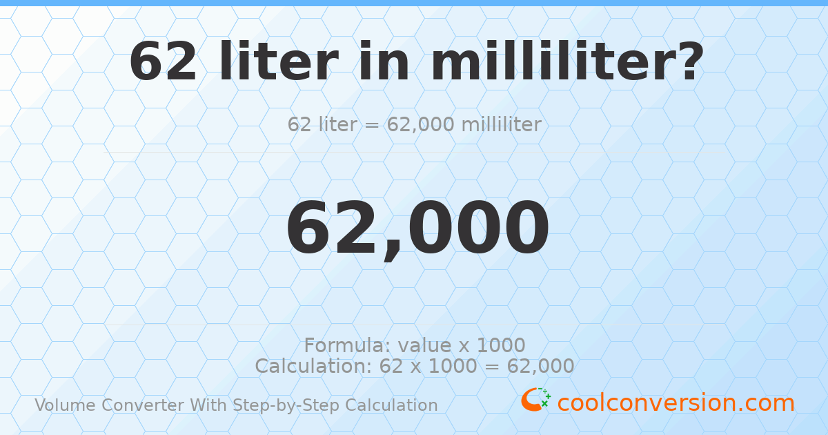 62 liters = 62000 milliliters