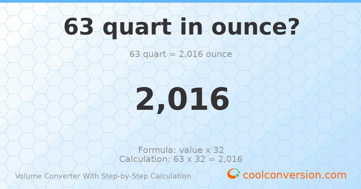 63 quarts = 2016 ounces