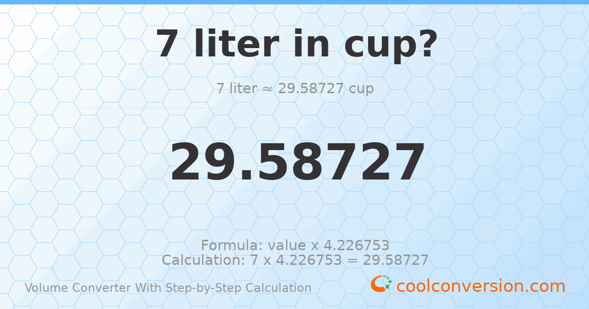 7 liters = 29.5873 cups