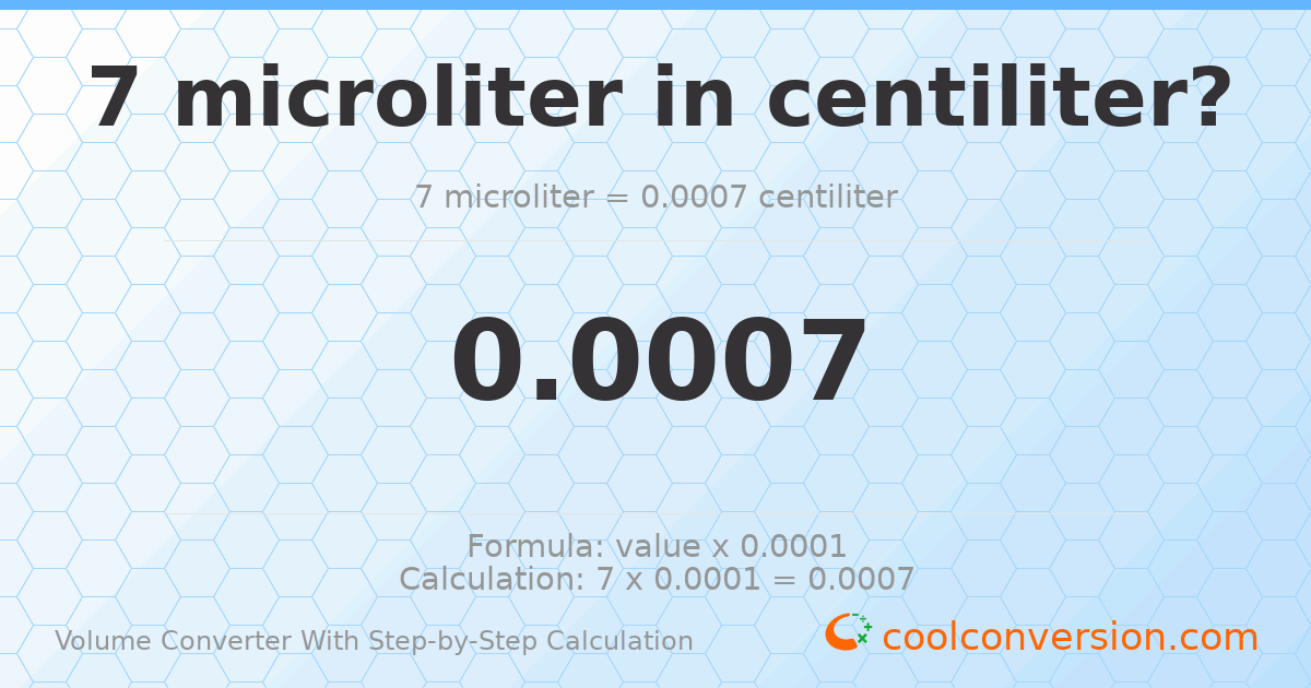 7 microliters = 0.0007 centiliters