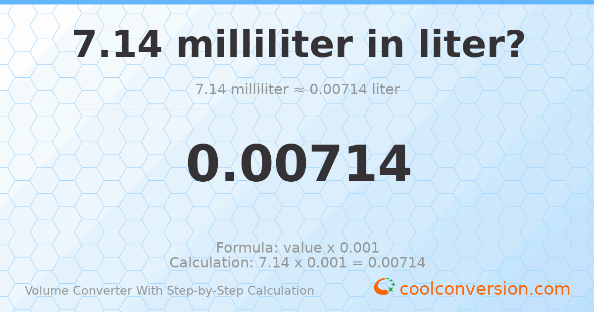 7.14 milliliters = 0.00714 liters